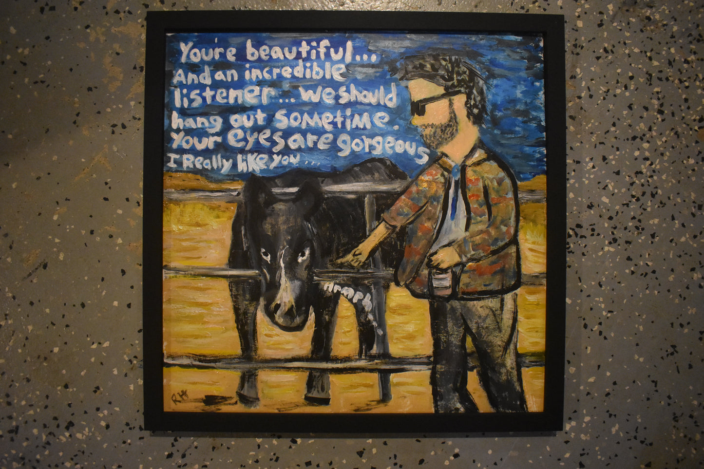 12in x 12in. acrylic/cardboard/framed ~ "Horse and Beer"