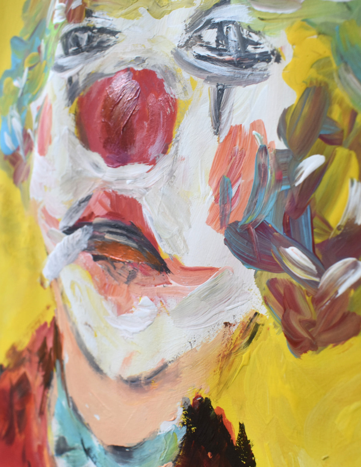 11x14in acrylic/paper ~ self portrait clown