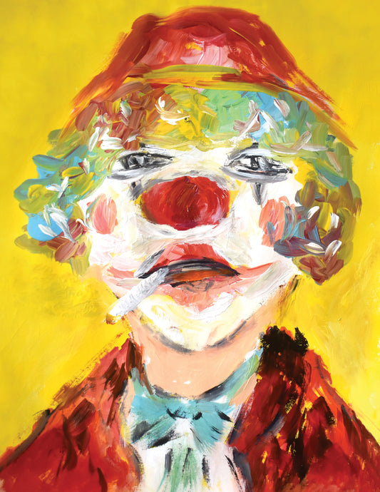 11x14in acrylic/paper ~ self portrait clown