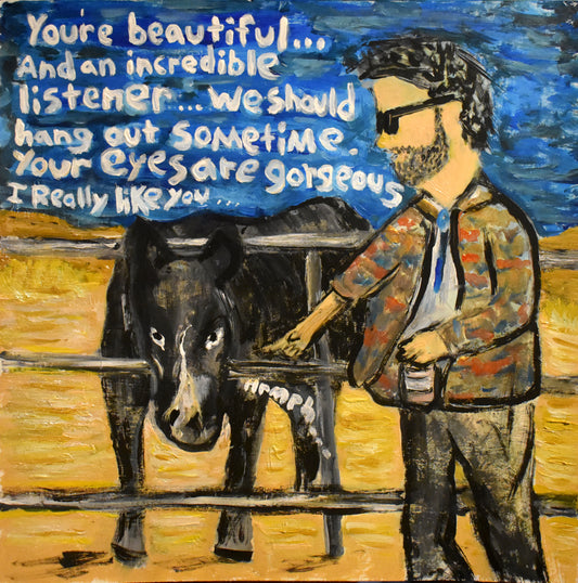 12in x 12in. acrylic/cardboard/framed ~ "Horse and Beer"