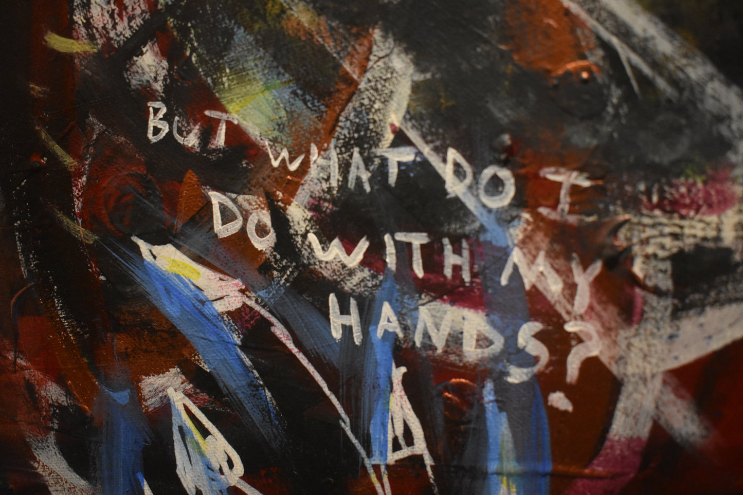 24in x 36in. acrylic/canvas ~ "What Do I Do With My Hands, Bunny"