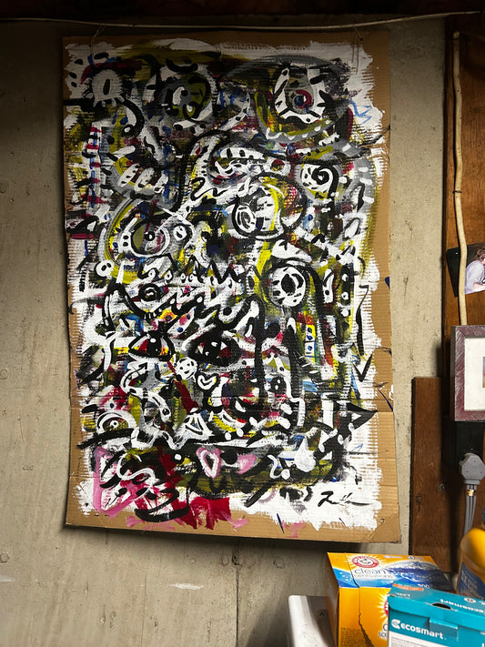 27x41 ~ cardboard/acrylic “what are we doing?”