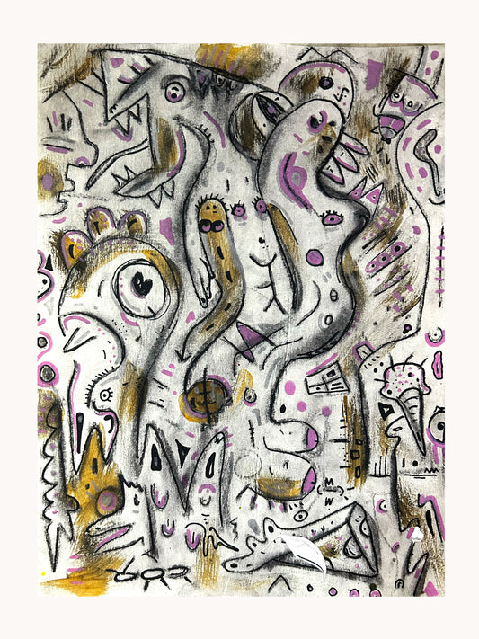 9x12 charcoal/acrylic/paper ~ "doodle3"