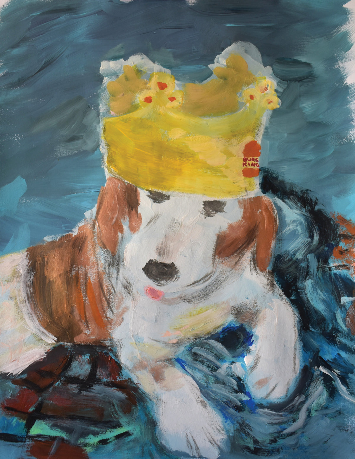 11x14in acrylic/paper ~ birthday king dog