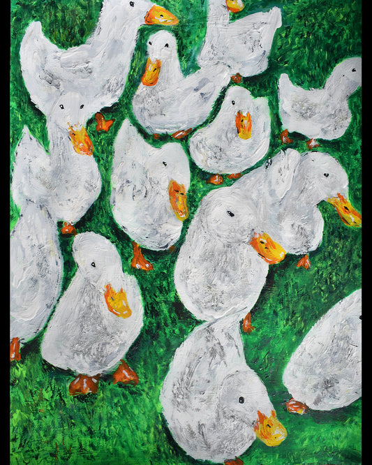 11x14in acrylic/paper ~ Ducks Two