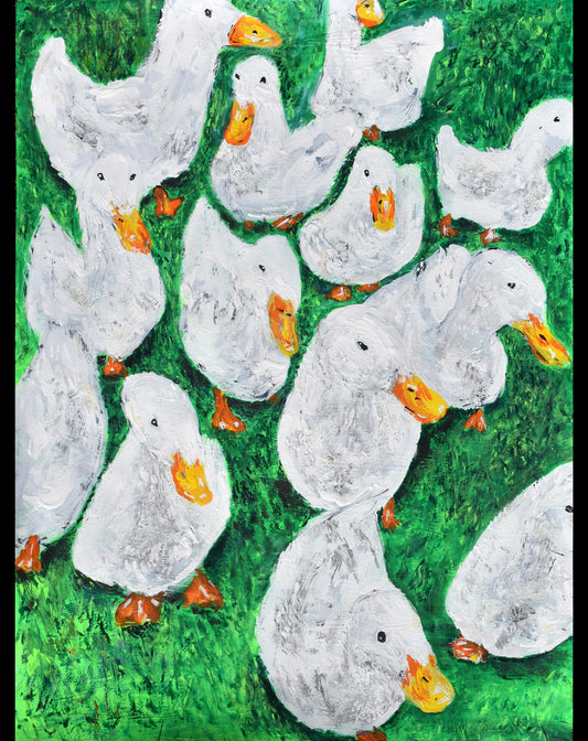 11x14in acrylic/paper ~ Ducks Two