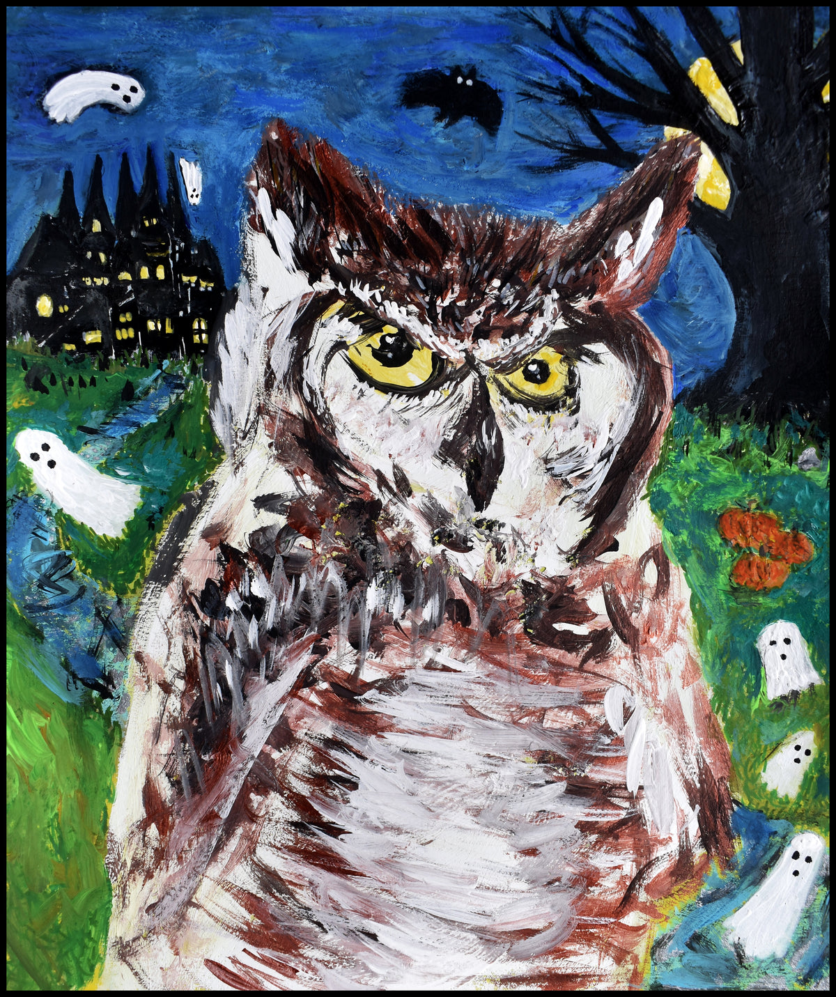 9x10.5in acrylic/paper ~ Owl