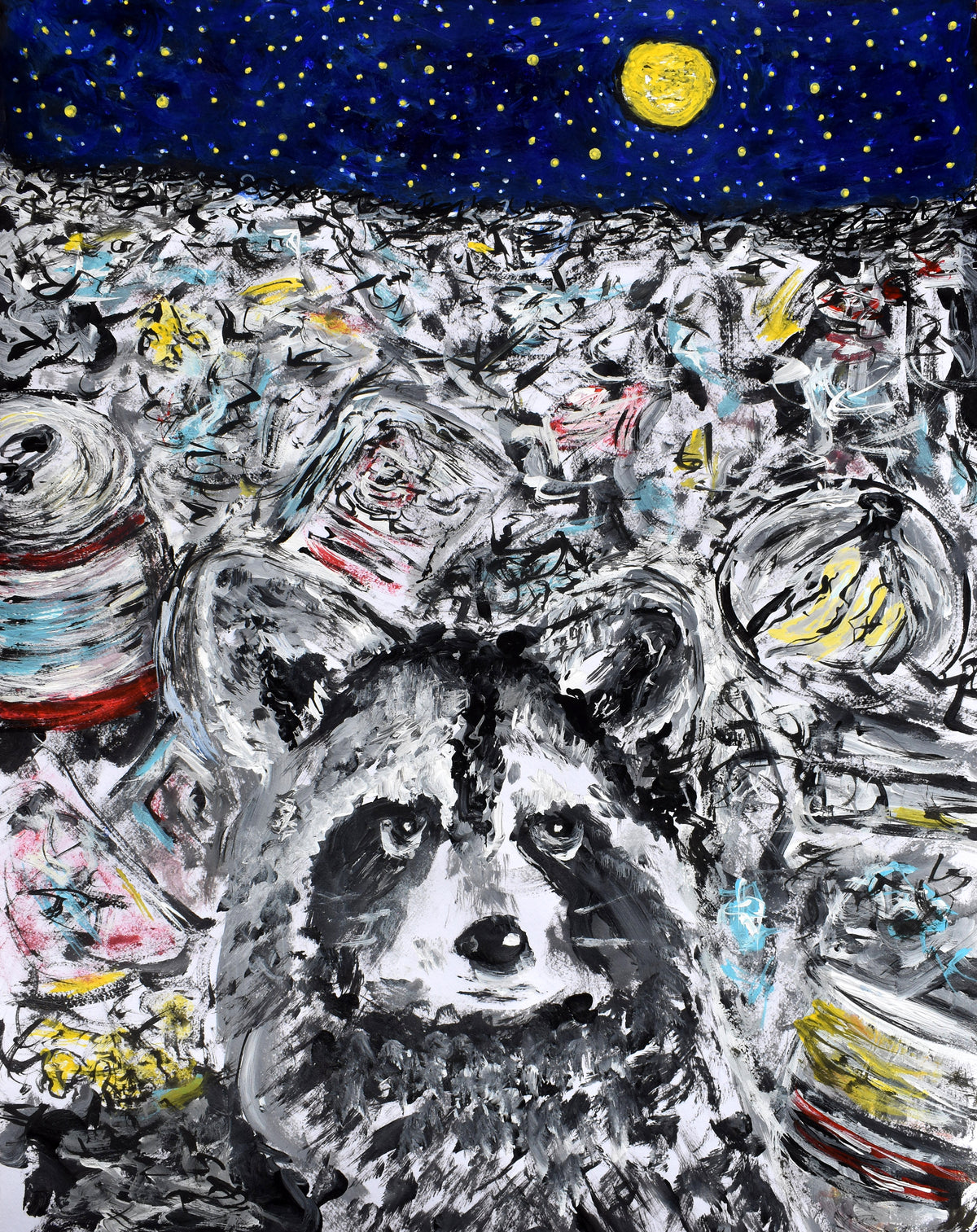 11x14in acrylic/paper ~ Trashccoon