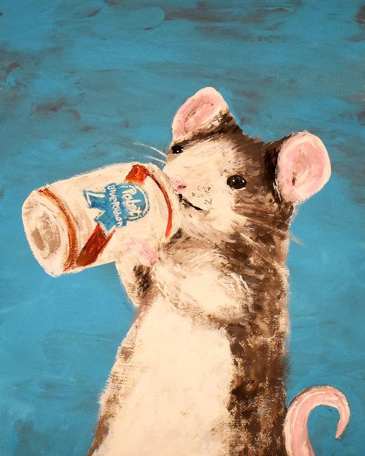 11x14in acrylic/paper ~ Rat / Self Portrait 2