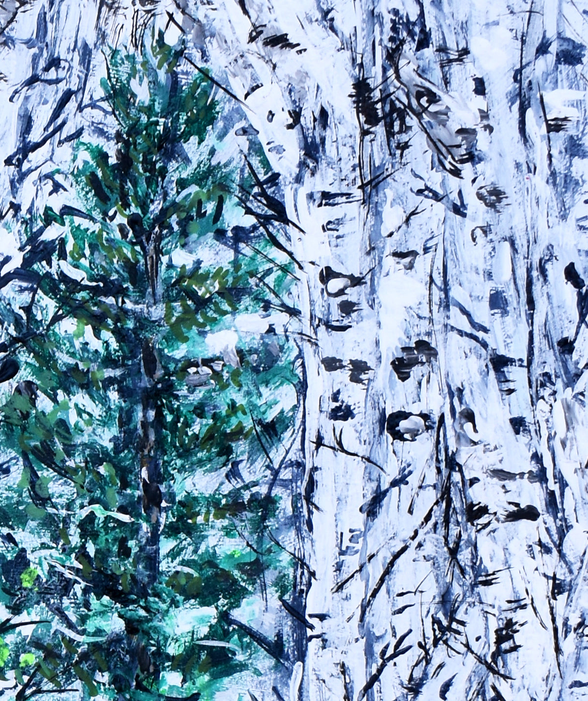 11x14in acrylic/paper ~ white trees