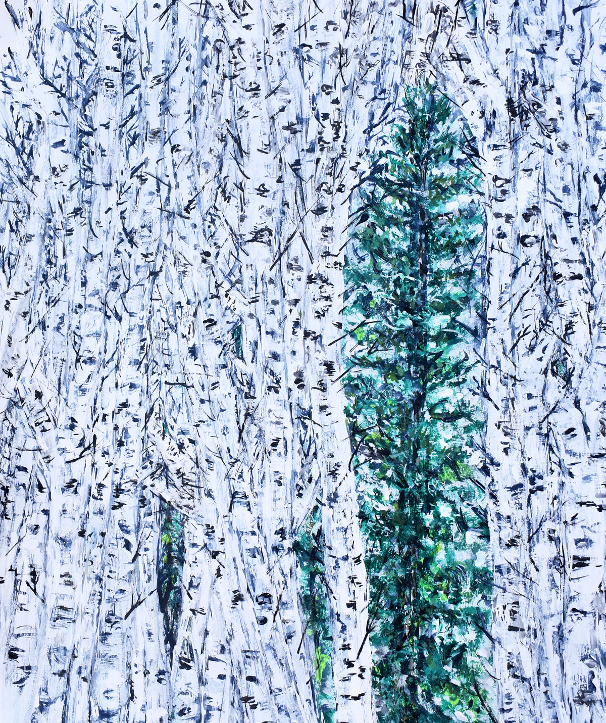 11x14in acrylic/paper ~ white trees