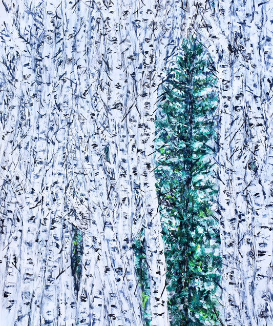 11x14in acrylic/paper ~ white trees